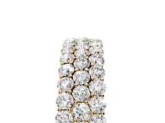 Round Diamond Checkerboard Pavé Promise Ring Set in Yellow gold with Round Pavé Accents