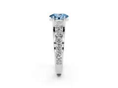 Fancy Blue Oval Cut Diamond Pavé Engagement Ring Set in White gold with Prong Setting