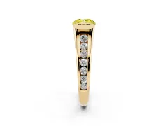 Fancy Yellow Cushion Cut Diamond Bezel-Set Solitaire Ring Set in Yellow gold with Channel-Set Band