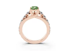 Fancy Green Pear Cut Diamond Pavé Engagement Ring Set in Rose gold with Prong Setting
