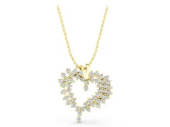 Diamond Cluster Heart Pendant Set in Yellow gold with Prong-Set Round Stones