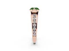 Fancy Green Cushion Cut Diamond Bezel-Set Solitaire Ring Set in Rose gold with Channel-Set Band