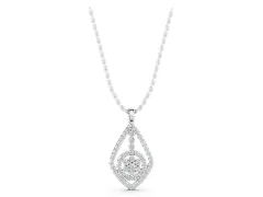 Pear-Shape Diamond Halo Pendant Set in White gold with Pavé Frame and Cluster Center