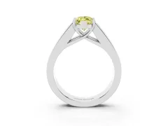 Fancy Yellow Marquise Cut Diamond Solitaire Ring Set in White gold with Channel-Set Accent Stones and Prong Setting