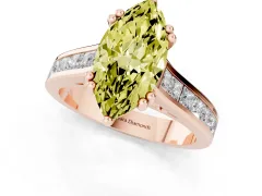 Fancy Yellow Marquise Cut Diamond Channel Set Solitaire Engagement Ring Set in Rose gold with Prong Setting