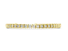 Round Diamond Spiral Tennis Bracelet Set in Yellow gold with Prong Setting