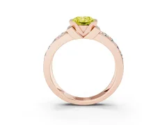 Fancy Yellow Radiant Cut Diamond Wide Channel Set Band Ring Set in Rose gold with Bezel Setting