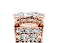 Marquise Cut Diamond Milgrain Halo Pavé Engagement Ring Set in Rose gold with Prong Setting