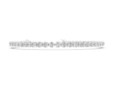 Round Diamond Bezel Set Tennis Bracelet Set in Silver with Polished Band and Box Clasp
