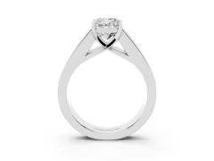 Cushion Cut Diamond Solitaire Ring Set in Silver with Channel-Set Accent Stones and Prong Setting