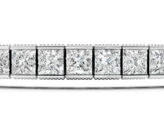Princess Cut Diamond Channel Set Tennis Bracelet Set in Silver with Box Clasp
