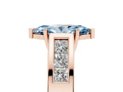 Fancy Blue Marquise Cut Diamond Solitaire Ring Set in Rose gold with Channel-Set Accent Stones and Prong Setting