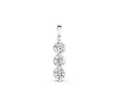 Three-Stone Round Diamond Drop Pendant Set in Silver with Four-Prong Setting