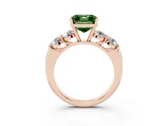Fancy Green Asscher Cut Diamond Five-Stone Prong Set Ring Set in Rose gold with Classic Band