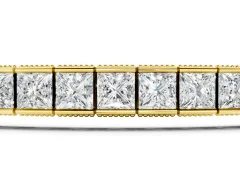 Princess Cut Diamond Channel Set Tennis Bracelet Set in Yellow gold with Box Clasp