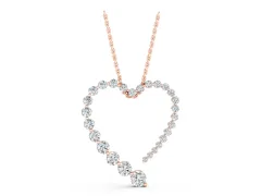 Round Diamond Heart Pendant Set in Rose gold with Prong-Set Outline
