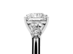 Princess Cut Diamond Five-Stone Prong Set Band Ring Set in White gold with Polished Band