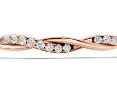 Round Cut Diamond Twisted Cable Chain Bracelet Set in Rose gold with Bezel Setting