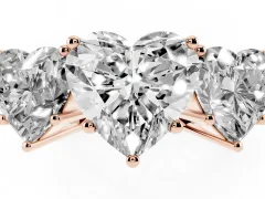 Heart Cut Diamond Three-Stone Ring Set in Rose gold with Textured Band