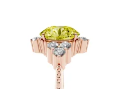 Fancy Yellow Round Cut Diamond Cluster Ring Set in Rose gold with Beaded Band