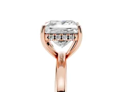 Princess Cut Diamond Solitaire Ring Set in Rose gold with Plain Band and Prong Setting