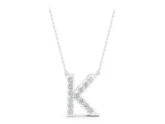 Pavé Round Initial Pendant Set in Silver with Delicate Prongs