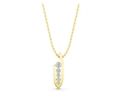 Channel Set Round Diamond Curved Pendant Set in Yellow gold with Bar Prongs