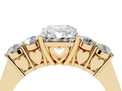 Radiant Cut Diamond Five-Stone Prong Set Band Ring Set in Yellow gold with Polished Band
