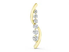 Round Diamond Curved Pendant Set in Yellow gold with Prong-Set Linear Row