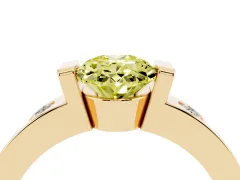 Fancy Yellow Oval Cut Diamond Channel-Set Band Ring Set in Yellow gold with Bezel Prong Setting