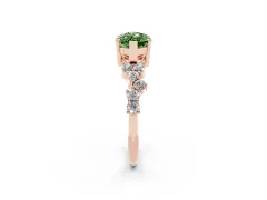 Fancy Green Marquise Cut Diamond Ring Set in Rose gold with Scattered Round Accents