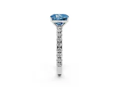 Fancy Blue Radiant Cut Diamond Pavé Solitaire Engagement Ring Set in Platinum with Prong Setting