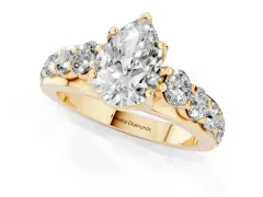 Pear Cut Diamond Pavé Engagement Ring Set in Yellow gold with Prong Setting