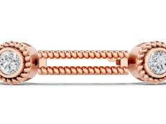 Round Diamond Bezel-Set Rope Chain Bracelet Set in Rose gold