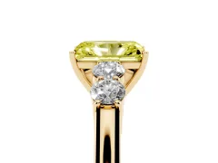 Fancy Yellow Radiant Cut Diamond Five-Stone Prong Set Band Ring Set in Yellow gold with Polished Band