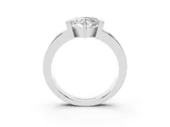 Heart Cut Diamond Channel-Set Band Ring Set in White gold with Bezel Prong Setting
