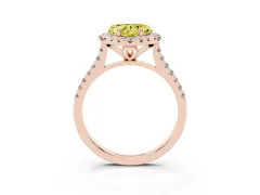 Fancy Yellow Heart Cut Diamond Cushion Halo Ring Set in Rose gold with Pavé Band