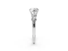 Round Cut Diamond Five-Stone Prong Set Ring Set in Platinum with Classic Band