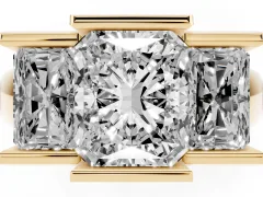 Radiant Cut Diamond Three-Stone Channel Set Ring Set in Yellow gold with Smooth Polished Band