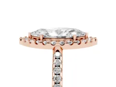 Marquise Cut Diamond Pavé Halo Ring Set in Rose gold with Prong Setting