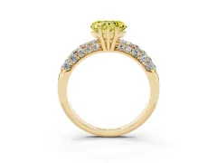Fancy Yellow Heart Cut Diamond Pavé Band Solitaire Ring Set in Yellow gold with Close-Set Accent Stones and Prong Setting