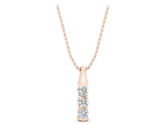 Four-Stone Round Diamond Channel-Set Pendant Set in Rose gold with Straight Row