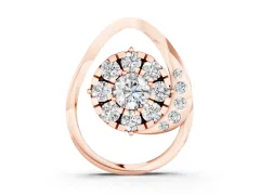 Round Cluster Diamond Teardrop Pendant Set in Rose gold with Prong-Set Stones