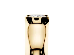 Princess Cut Diamond Bezel Solitaire Ring Set in Yellow gold with Wide Band