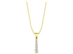 Round Diamond Vertical Drop Pendant Set in Yellow gold with Prong-Set Stones