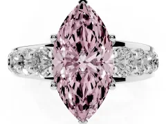 Fancy Pink Marquise Cut Diamond Pavé Engagement Ring Set in Silver with Prong Setting
