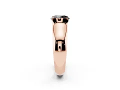 Fancy Black Round Cut Diamond Bezel Solitaire Ring Set in Rose gold with Wide Band