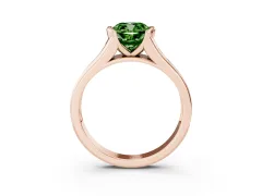 Fancy Green Cushion Cut Diamond Bezel-Set Solitaire Ring Set in Rose gold with Channel-Set Band