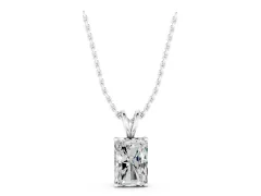Radiant Diamond Solitaire Pendant Set in White gold with Four-Prong Setting
