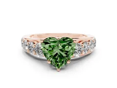 Fancy Green Heart Cut Diamond Pavé Engagement Ring Set in Rose gold with Prong Setting